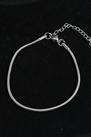 316L Çelik Oval İtalyan Model Gümüş Renk Erkek Bileklik