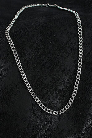 316L Çelik Klasik Zincir Model Gümüş Renk Erkek Kolye