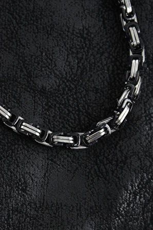 316L Çelik Kral Zincir Model Gümüş Renk Erkek Kolye