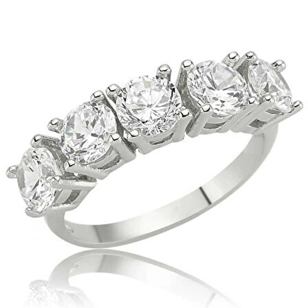 Gümüş 5 Taş Kadın Yüzük