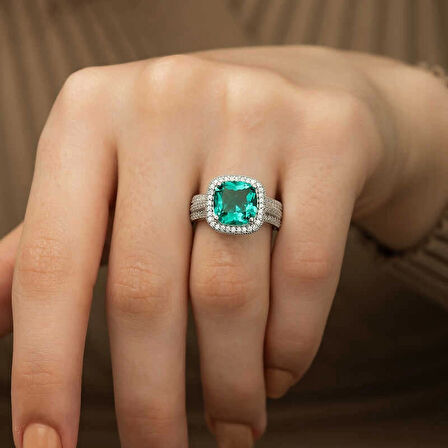 ​Gümüş Turkuaz Baget Kadın Yüzük