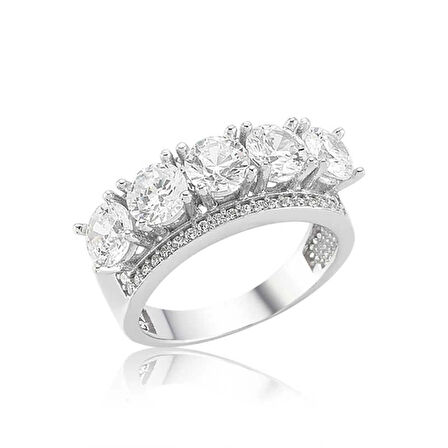 Gümüş 5 Taş Kadın Yüzük