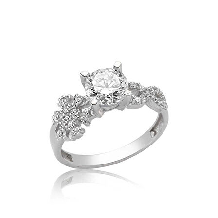 Gümüş Kar Tanesi Sonsuzluk Tek Taş Kadın Yüzük