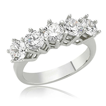 Gümüş 5 Taş Kadın Yüzük