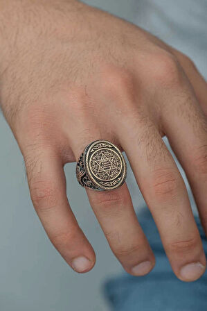 Gümüş Süleyman Mührü Erkek Yüzük
