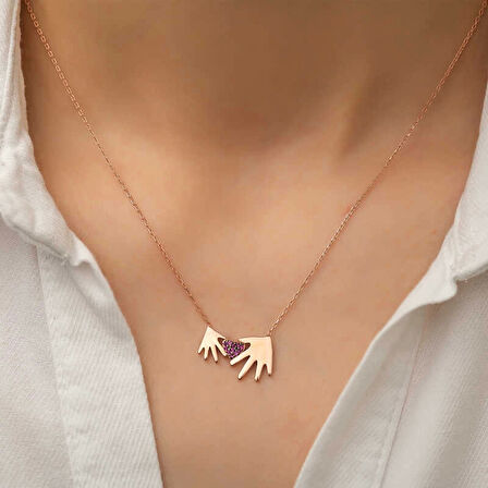 Gümüş Rose Anne Çocuk Eli Kadın Kolye