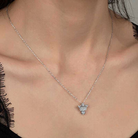 Swarovski Taşlı Gümüş Kral Tacı Bayan Kolye