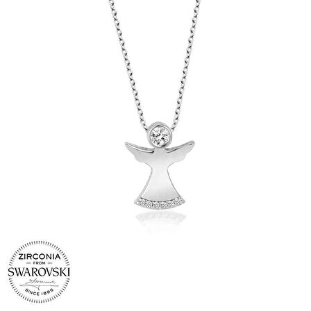 Swarovski Taşlı Gümüş Melek Kadın Kolye