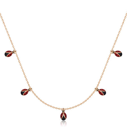 Gümüş Rose Uğur Böceği Şans Kadın Kolye