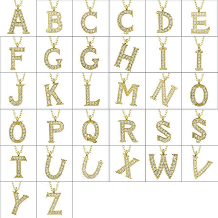 Gümüş Gold T Harfi Kadın Kolye