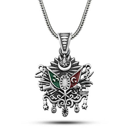 Gümüş Osmanlı Devlet Armalı Erkek Kolye