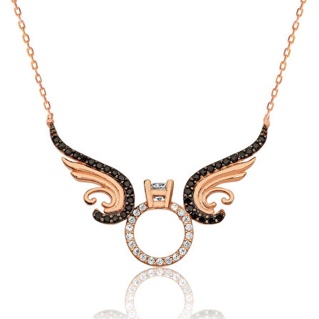 Gümüş Tek Taş Melek Kadın Kolye