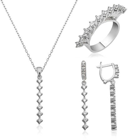 Gümüş Sıra Taşlı Kadın Set