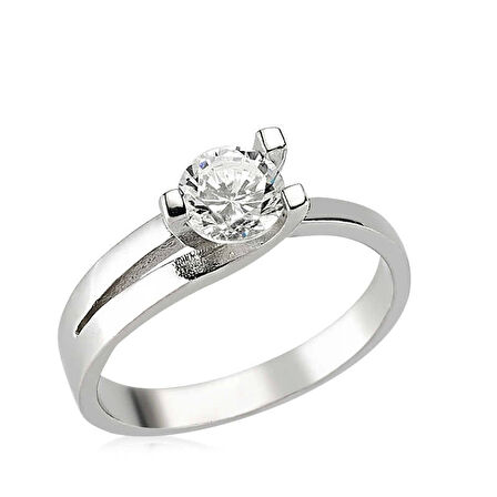 Gümüş Tek Taş Kadın Yüzük