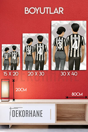 Metal Baskı - Kişiye Özel Siyah Beyaz, Kara Kartal, Besikt'aşk Taraftar Sevgili Tablosu