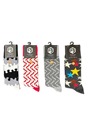 Erkek Renkli Desenli Pamuklu Günlük Çorap