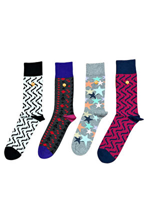 Erkek Renkli Desenli Pamuklu Günlük Çorap