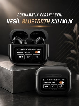 Bluetooth Kulaklık Kablosuz Ekranlı Anc/enc Destekli Dokunmatik
