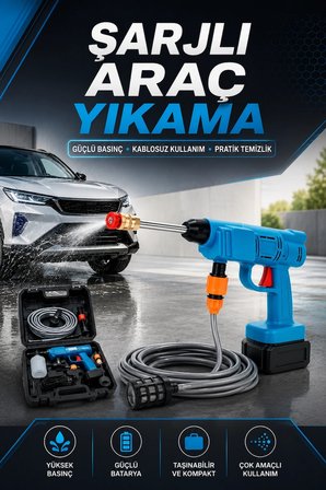 Şarjlı Oto Yıkama, Bahçe Sulama Tabancası Makinesi Yüksek Basınçlı