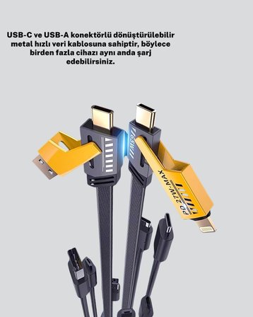 Akıllı Telefon Tablet Laptop Uyumlu 65w Güçlü Veri Kablosu