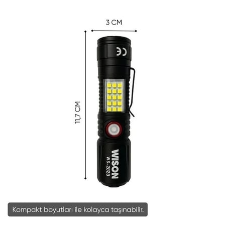 Wison Ws-2828 1000 Lümen Mıknatıslı Usb Şarjlı El Feneri
