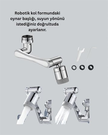 1080° Dönebilen Püskürtme Filtreli Musluk Başlığı Su Tasarruflu