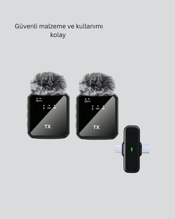 Canlı Yayın Ve Video Çekimleri İçin Çiftli Kablosuz Yaka Mikrofon