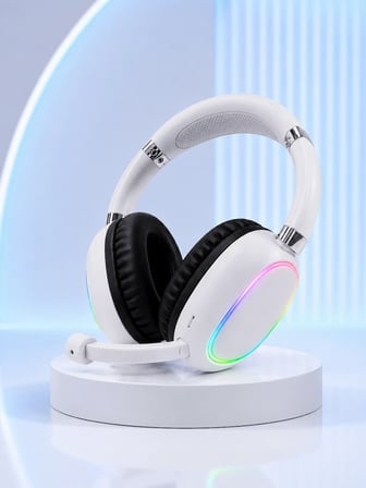 Kablosuz Bluetooth Mikrofonlu Beyaz Kulaklık  Rgb Işıklı