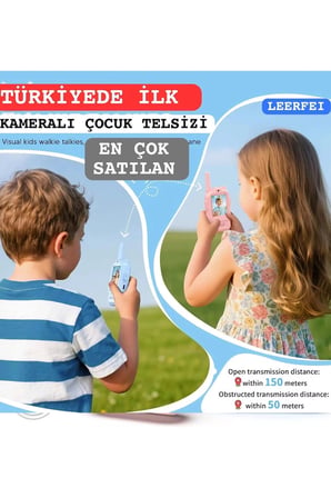 Çocuklar Için Görüntülü Telsiz Konuşma Özellıklı El Telsizi Şarj Edılebılır 50 Mt Menzil Wifi Gerektirmez