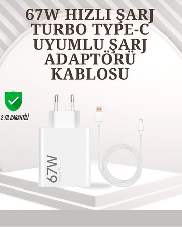 Type-c Uyumlu 67w Turbo Hızlı Şarj Aleti Akıllı Koruma Sistemli