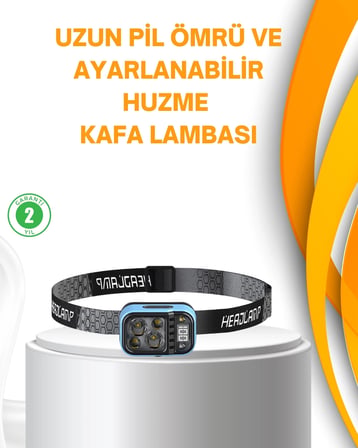 Su Geçirmez Led Kafa Lambası 53 Çalışma Modu Güç Ekranlı