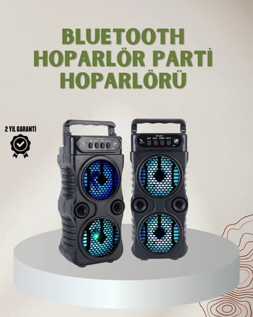 1200 Mah Şarjlı Led Işıklı Bluetooth Hoparlör – Fm Radyolu, Hafıza Kart Destekli