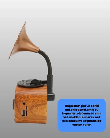 Mini Nostaljik Bluetooth Hoparlör Fm Radyo 8 Saat Batarya Yeni Nesil