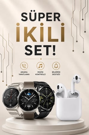 Akıllı Saat Ve Kulaklık Seti Dokunmatik Ekran 5.0 Bluetooth Bağlantılı Sesli Görüşme