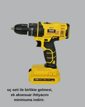 Çift Bataryalı 12v Akülü Matkap | 10 Mm Metal, 20 Mm Ahşap Delme Kapasitesi