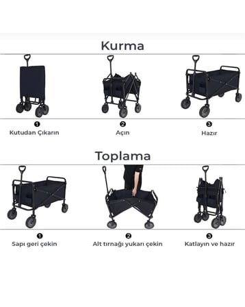 Çok Amaçlı Katlanabilir Kamp Arabası Bahçe Alışveriş Taşıma Vagonu