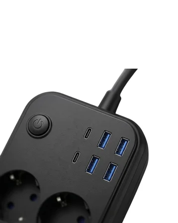 Termal Korumalı Uzatma Kablosu 4 Priz Usb Ve Type C Çoklu Şarj İstasyonu