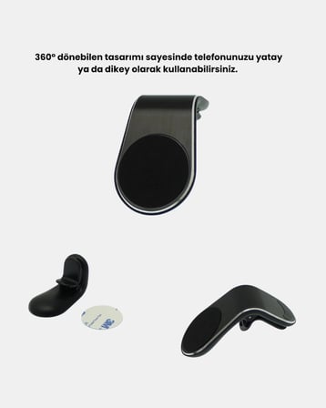 Araç İçi Manyetik Telefon Tutucu Güçlü Klipsli Ve 360 Derece Ayarlanabilir