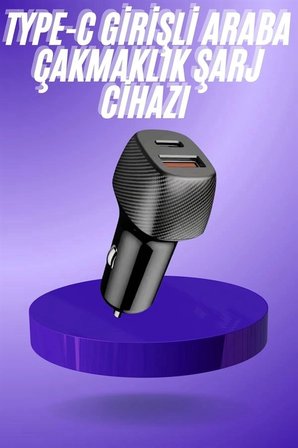 38w Usb Type-c Girişli Oto Çakmaklık Araç İçi Hızlı Şarj Çakmaklık Şarj Aleti