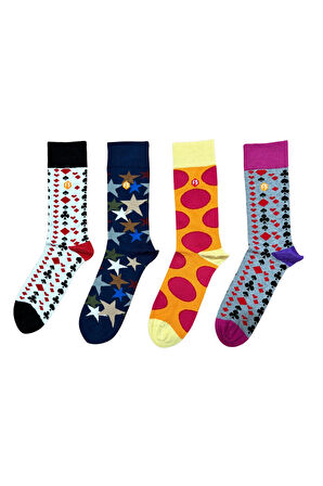 Erkek Renkli Desenli Pamuklu Günlük Çorap