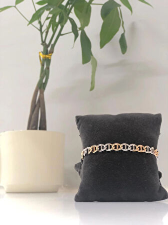 Xuping Çift Renk Hallow Bileklik Kadın VIP Rose Gold Bileklik Paslanmaz Çelik