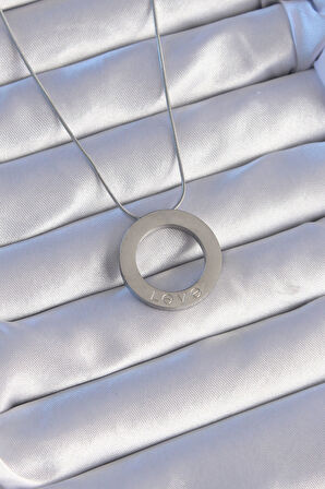 316L Çelik Gümüş Renk Zirkon Taşlı Kolye