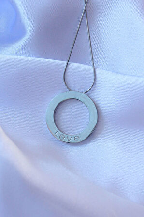 316L Çelik Gümüş Renk Zirkon Taşlı Kolye