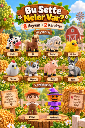Tigglo Çiftlik Hayvanları 10'lu Hareketli Mini Figür Oyuncak Seti