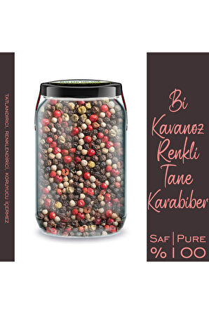 Renkli Karabiber Bi Kavanoz 660 cc. Cam Kavanozda 4 Renk Mix Tane Karabiber 4 Color Peppercorn