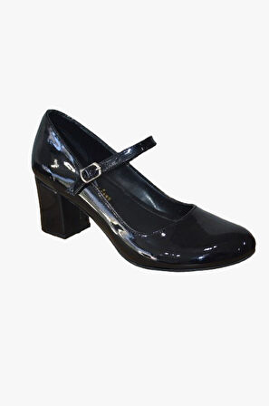 Siyah Rugan Klasik Topuklu Ayakkabı - BK-0035