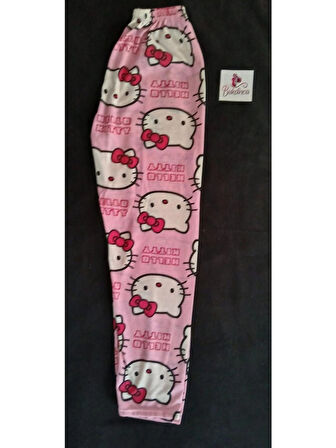Bukadınca Pembe Kumaş Üzerinde Hello Kitty Desenli Pijama Altı