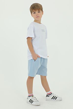 Bisiklet Yaka Erkek Çocuk Baskı Detaylı t-shirt Ve Şort İkili Takım