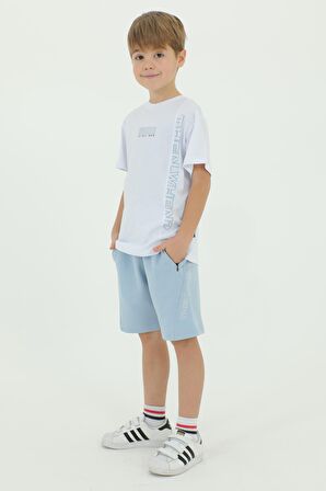 Bisiklet Yaka Erkek Çocuk Baskı Detaylı t-shirt Ve Şort İkili Takım