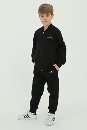 Bisiklet Yaka Erkek Çocuk t-shirt Baskı Detaylı 3 Lü Eşofman Takımı